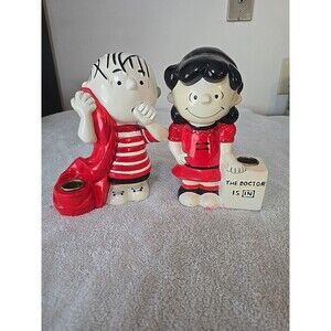 Peanuts Linus, Lucy Candle Holders, United Feature Syndicate Hallmark, 1969